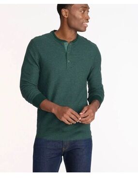 UNTUCKIT Textured Long Sleeve Schrock Henley Forest Green Size XL